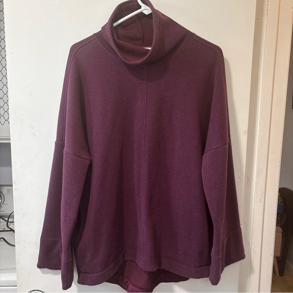 ATHLETA Cozy Karma Funnel Neck Plush Lined Sweatshirt Pullover Burgundy Size M - Picture 2 of 7